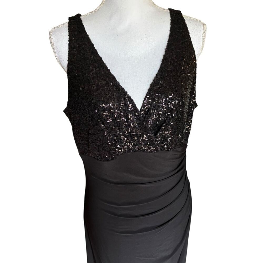 Lauren Ralph Lauren Evening Sequin Black Maxi Dress- Size 14 - Picture 2 of 9